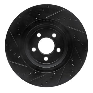 Chrysler 300 Brake Rotor (1) - Front Right - R1 Concepts - Drilled & Slotted - Black - `05-`23